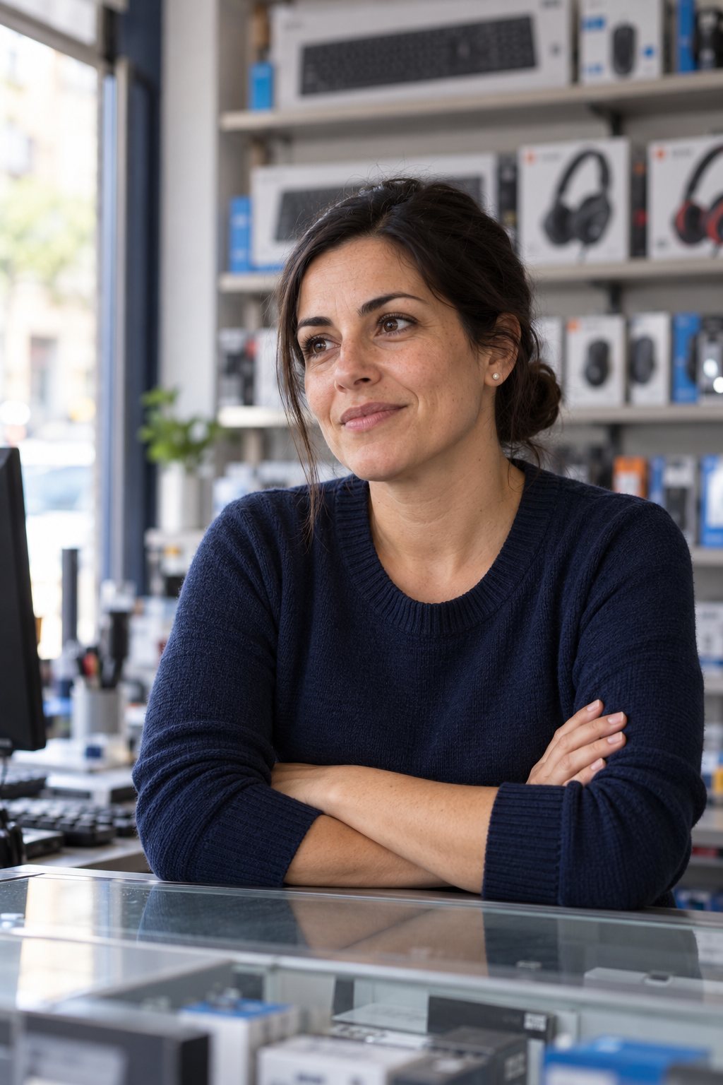 Marta Ferrer, fundadora de Drako IT, en el mostrador