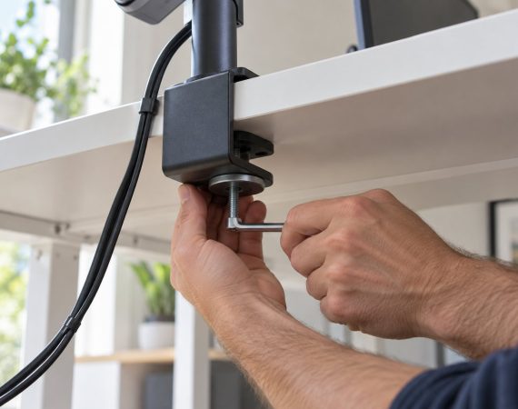 Instalación de la abrazadera de un brazo de monitor