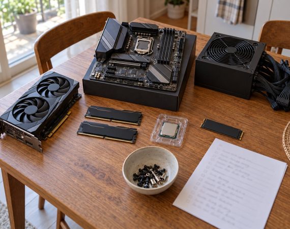 Componentes preparados para montar un PC