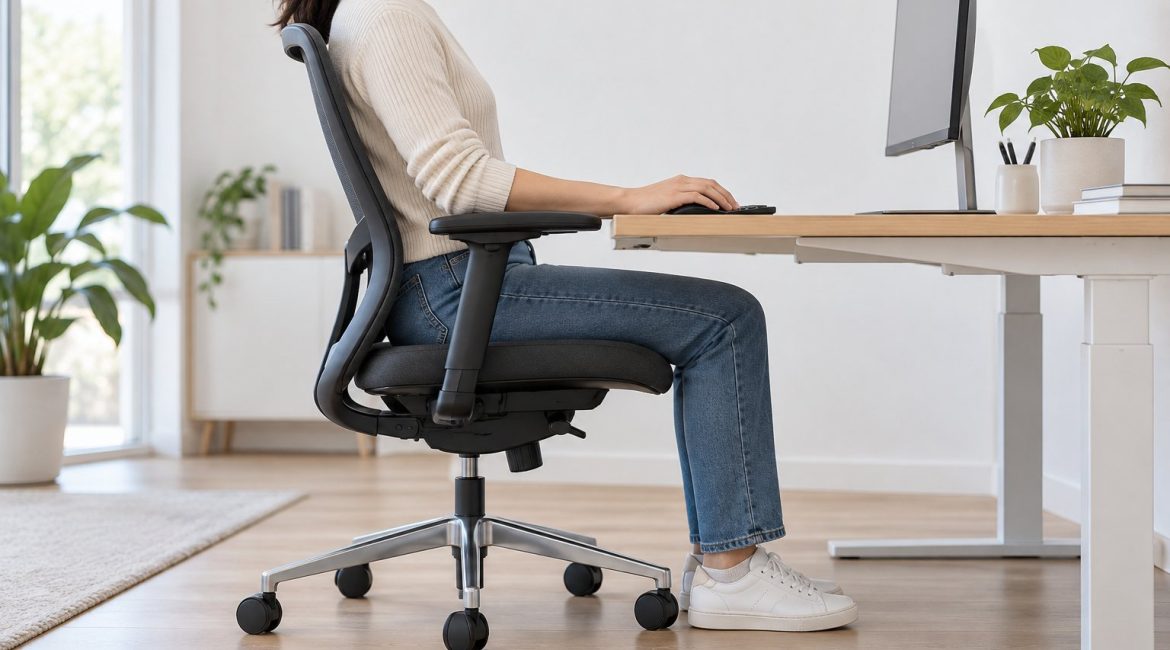 Postura correcta en una silla ergonómica