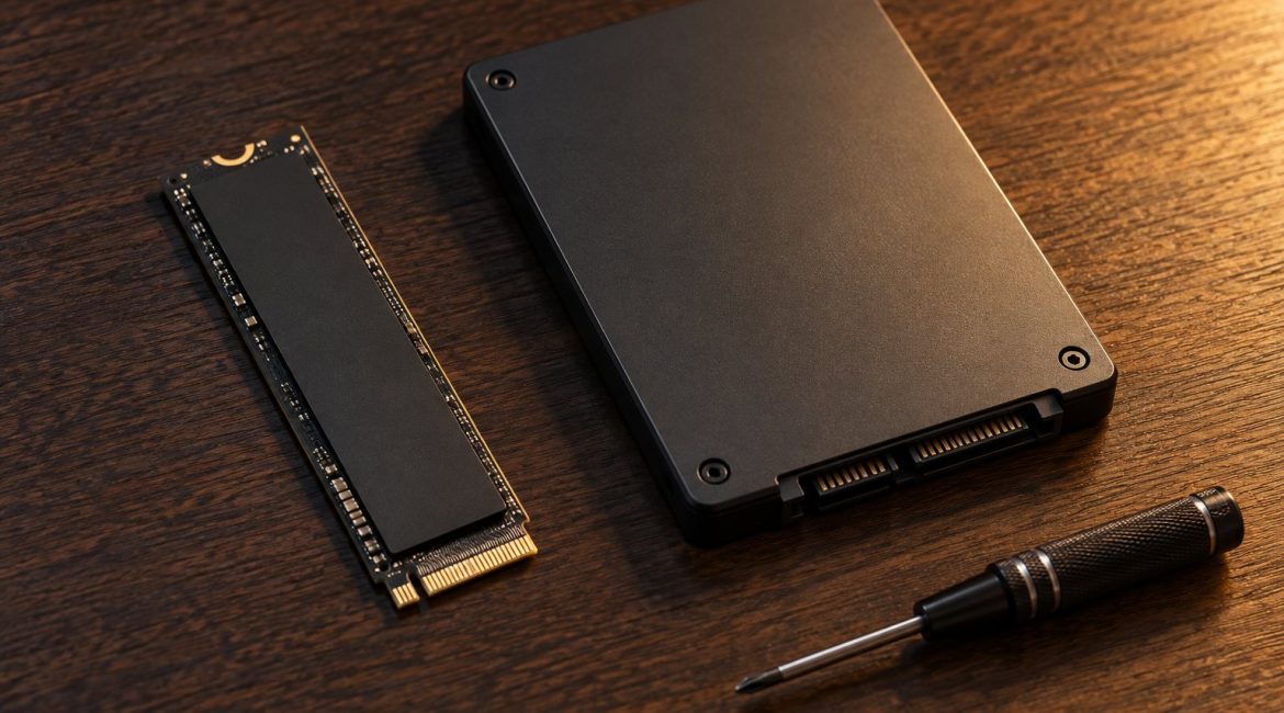 SSD NVMe M.2 junto a un SSD SATA de 2,5 pulgadas