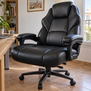 Silla gaming Krovan Apex XL de polipiel negra en un despacho